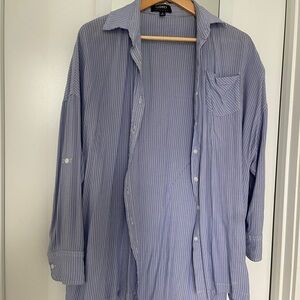 Audrey Casual Blue Striped Button Down Shirt